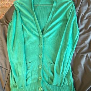 Banana Republic Kelly Green Silk Blend Cardigan Sweater Balletcore Size XS